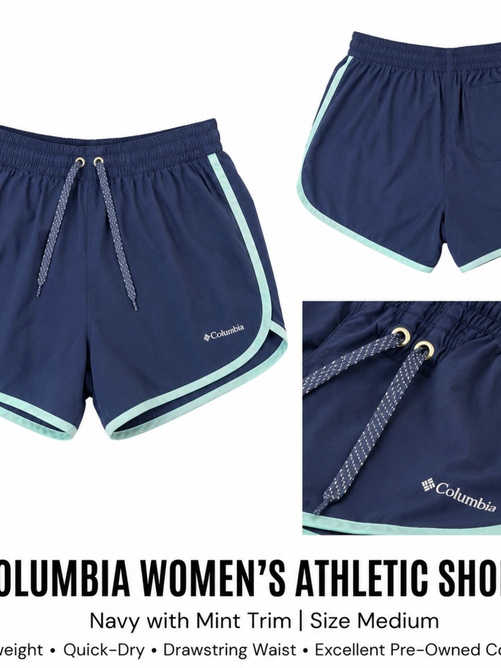 Columbia Women's Navy Shorts with Mint Trim